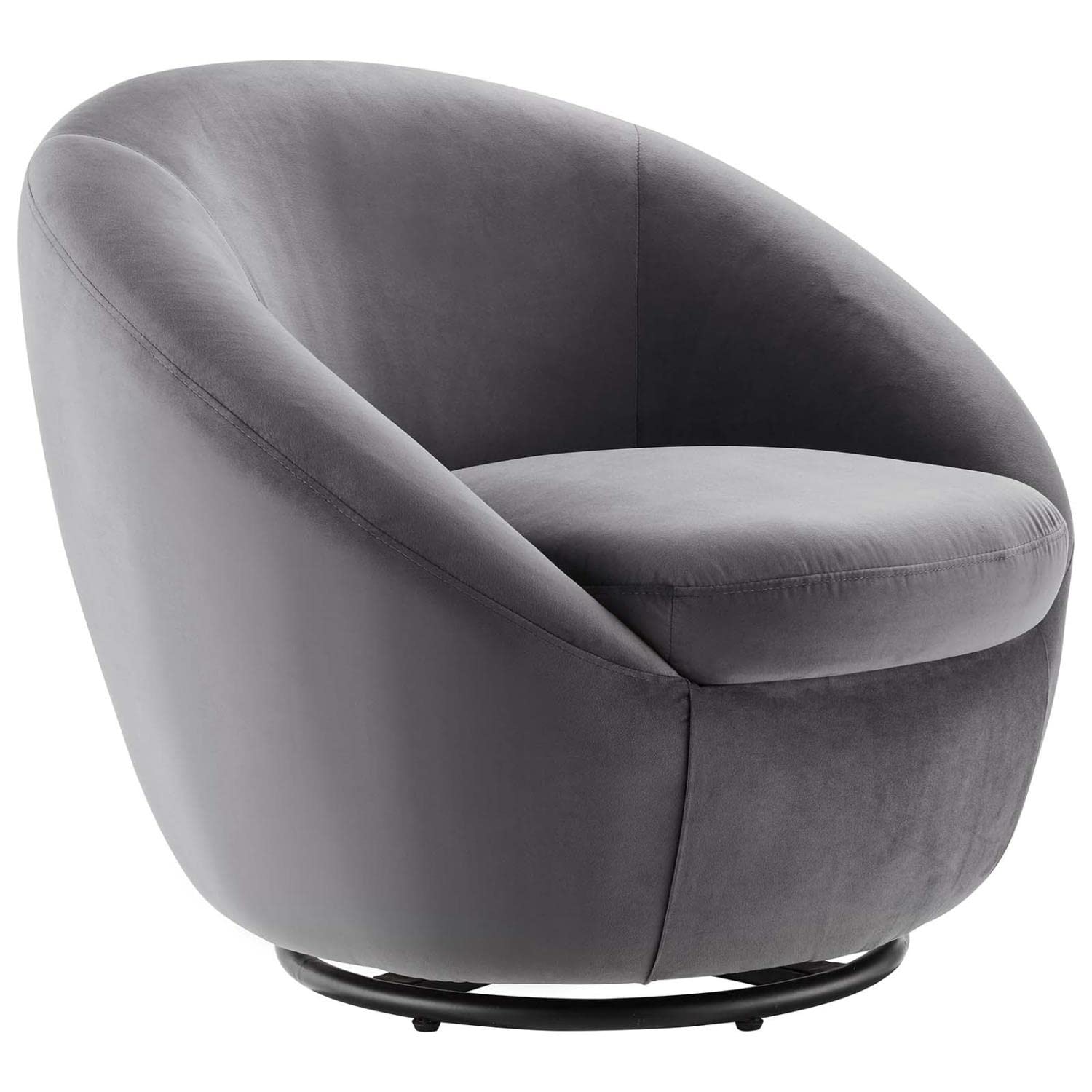 Modway Buttercup Velvet Swivel Chair With Black Gray Finish Eei-5007-Blk-Gry